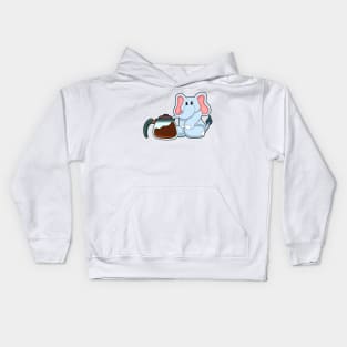 Elephant with Coffee pot Kids Hoodie